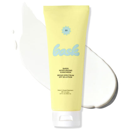Bask front tube showing SPF 30 and travel size for easy protection