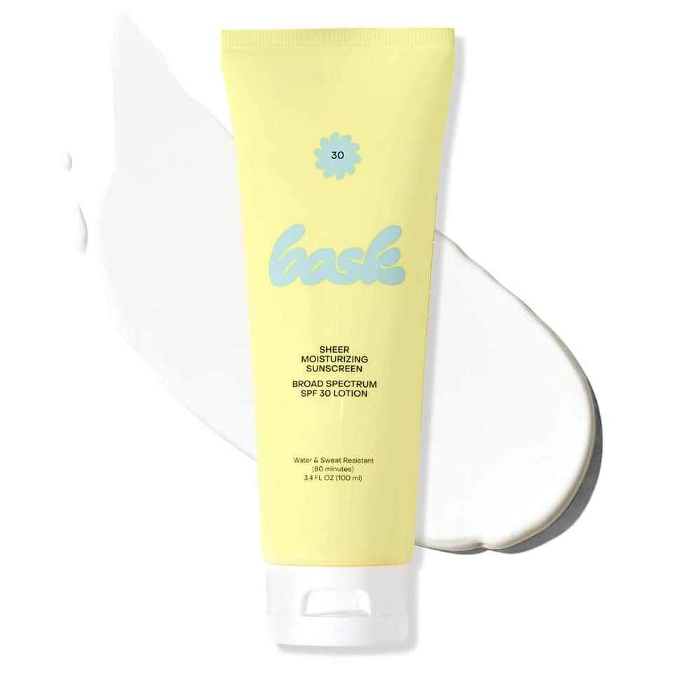 Bask front tube showing SPF 30 and travel size for easy protection
