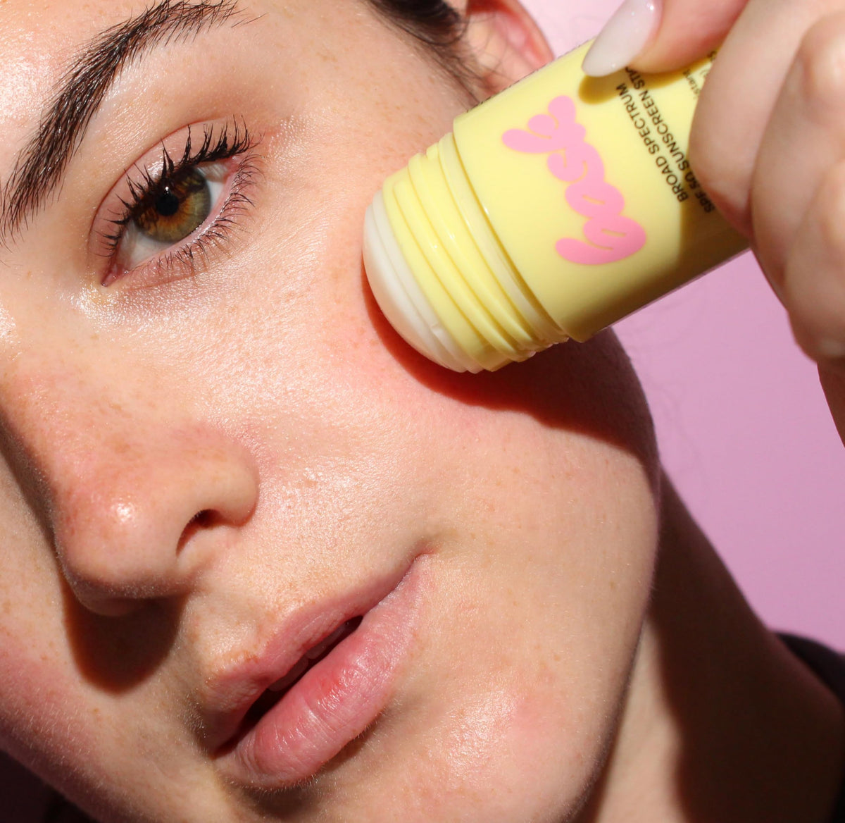 Bask applying stick to nose and lips for precise protection and no-mess coverage