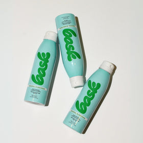Bask three-pack packed in a travel bag for on-the-go sun care