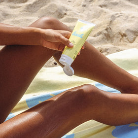 Bask tube inside travel bag showing TSA-friendly 3.4 fl oz convenience