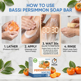 BASSI soap displayed on bathroom shelf conveying natural daily use