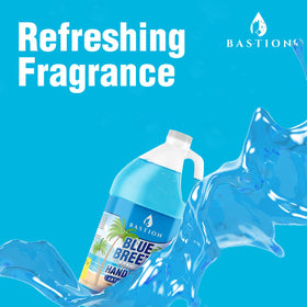 Bastion Blue Breeze dispensed foam on hands showing quick coverage