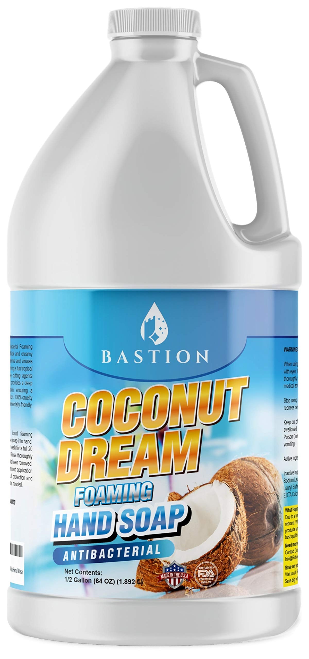 Bastion front jug showing full 64 oz refill and label benefit of value