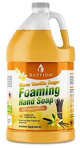 Bastion front label showing warm vanilla sugar scent and benefits