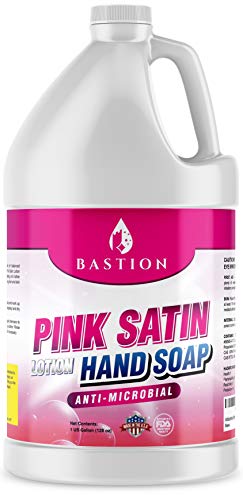 Bastion front jug showing pink lotion and cherry-almond scent benefit