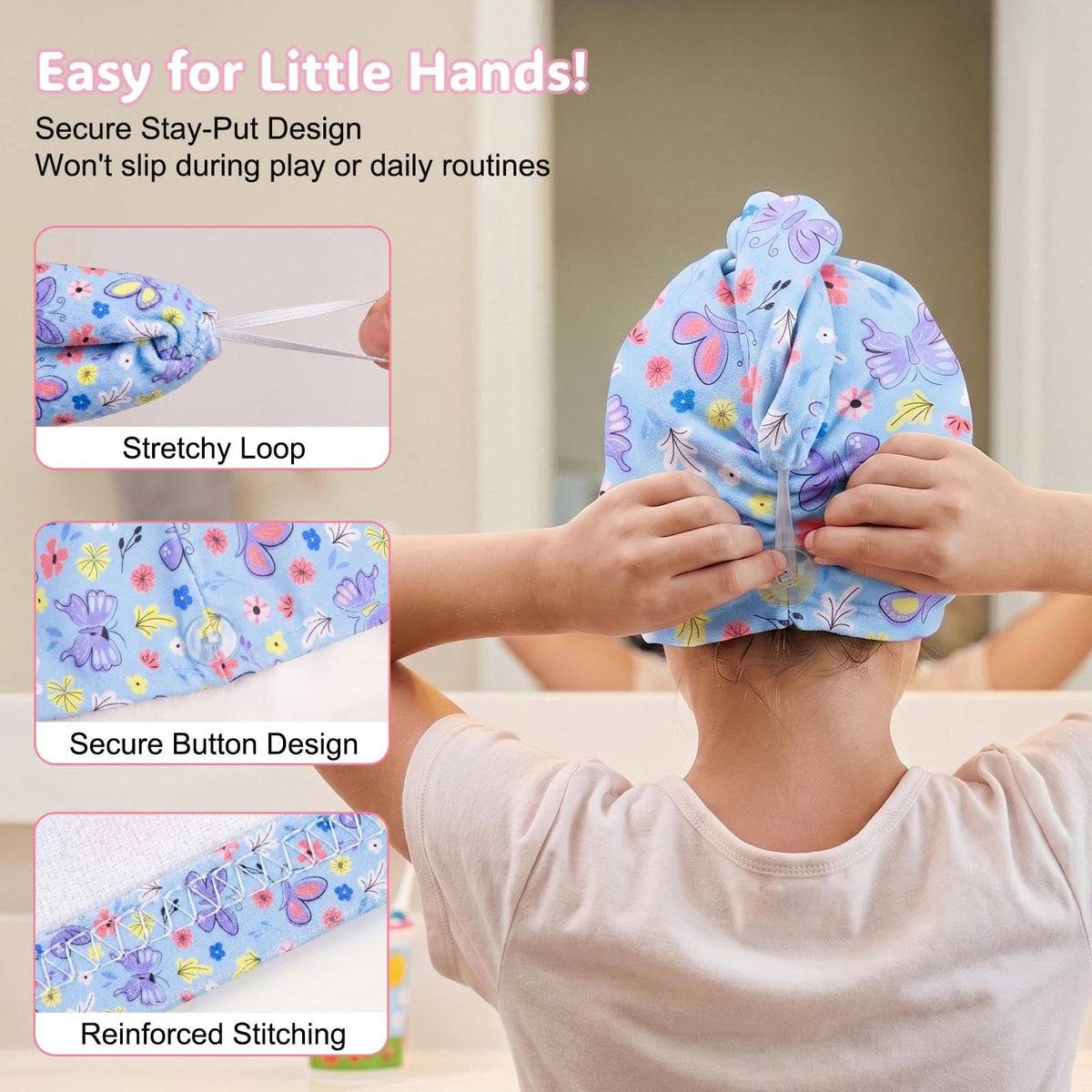Basumee button and loop detail demonstrating secure wrap and stay-put benefit