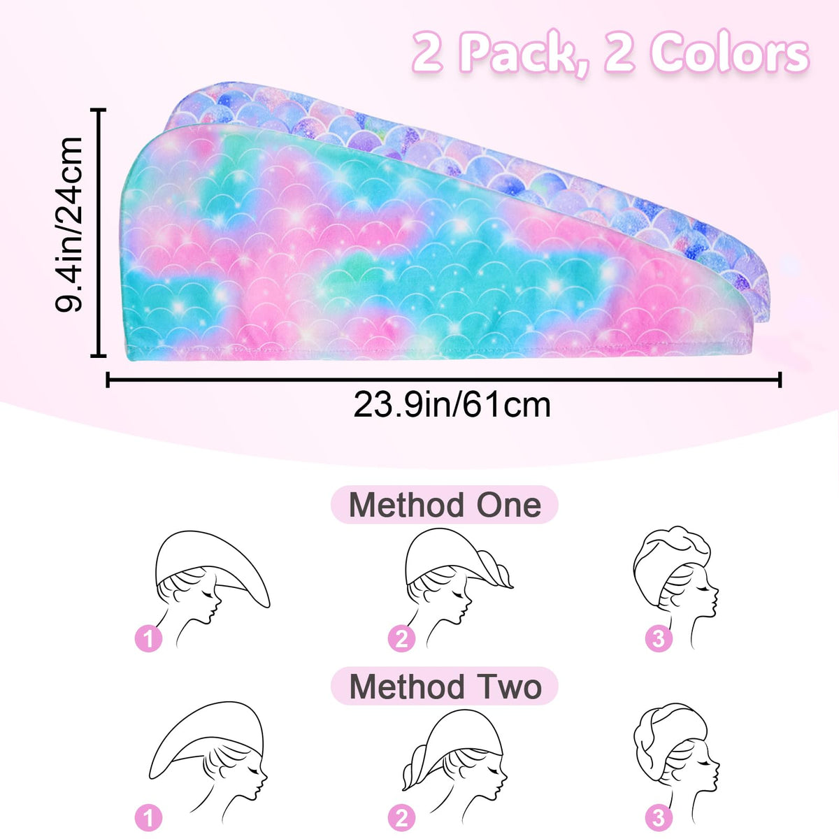 Basumee towel absorbing water from wet hair to reduce dripping and drying time