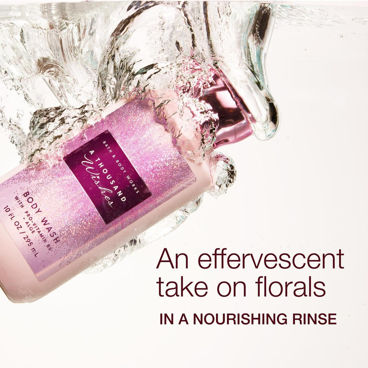 Bath & Body Works pump detail highlighting easy dispense and controlled use for less waste