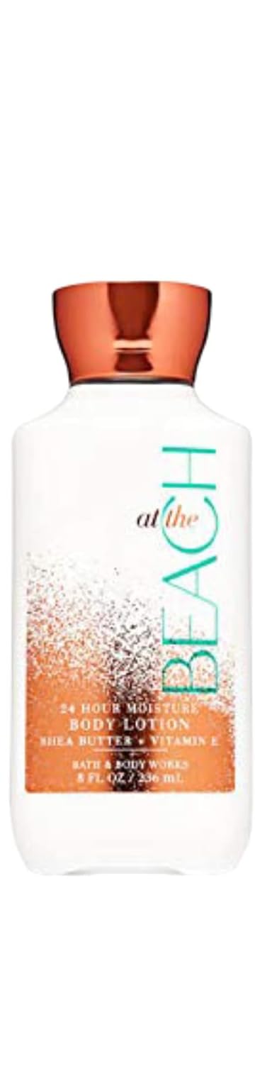 Bath & Body Works At The Beach bottle front shows fragrance and long-lasting hydration