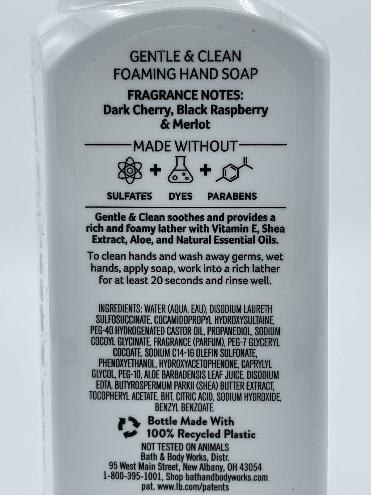 Bath & Body Works foaming soap dispensed into hand demonstrating gentle lather benefit