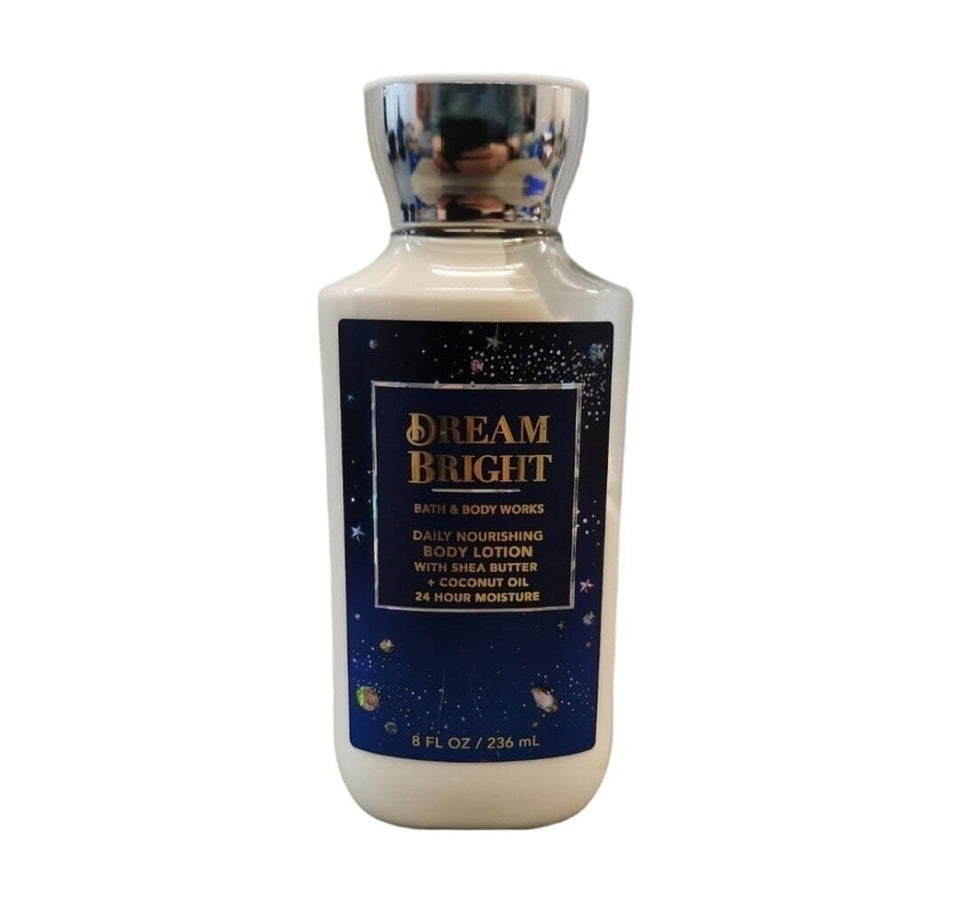 Bath & Body Works Dream Bright front bottle showing label and lightweight lotion benefit