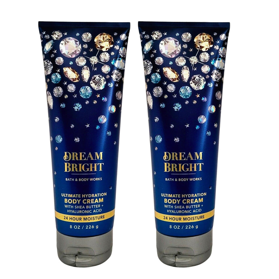 Bath & Body Works front label, shows Dream Bright scent and lasting moisture