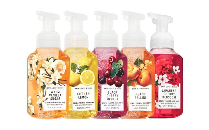 Bath & Body Works five-bottle pack front view showing variety and easy dispensing