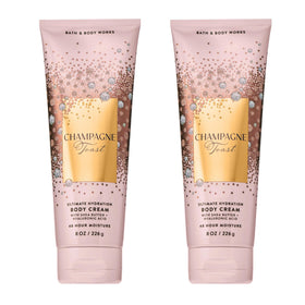 Bath & Body Works front jar showing Champagne Toast packaging and moisturizing benefit