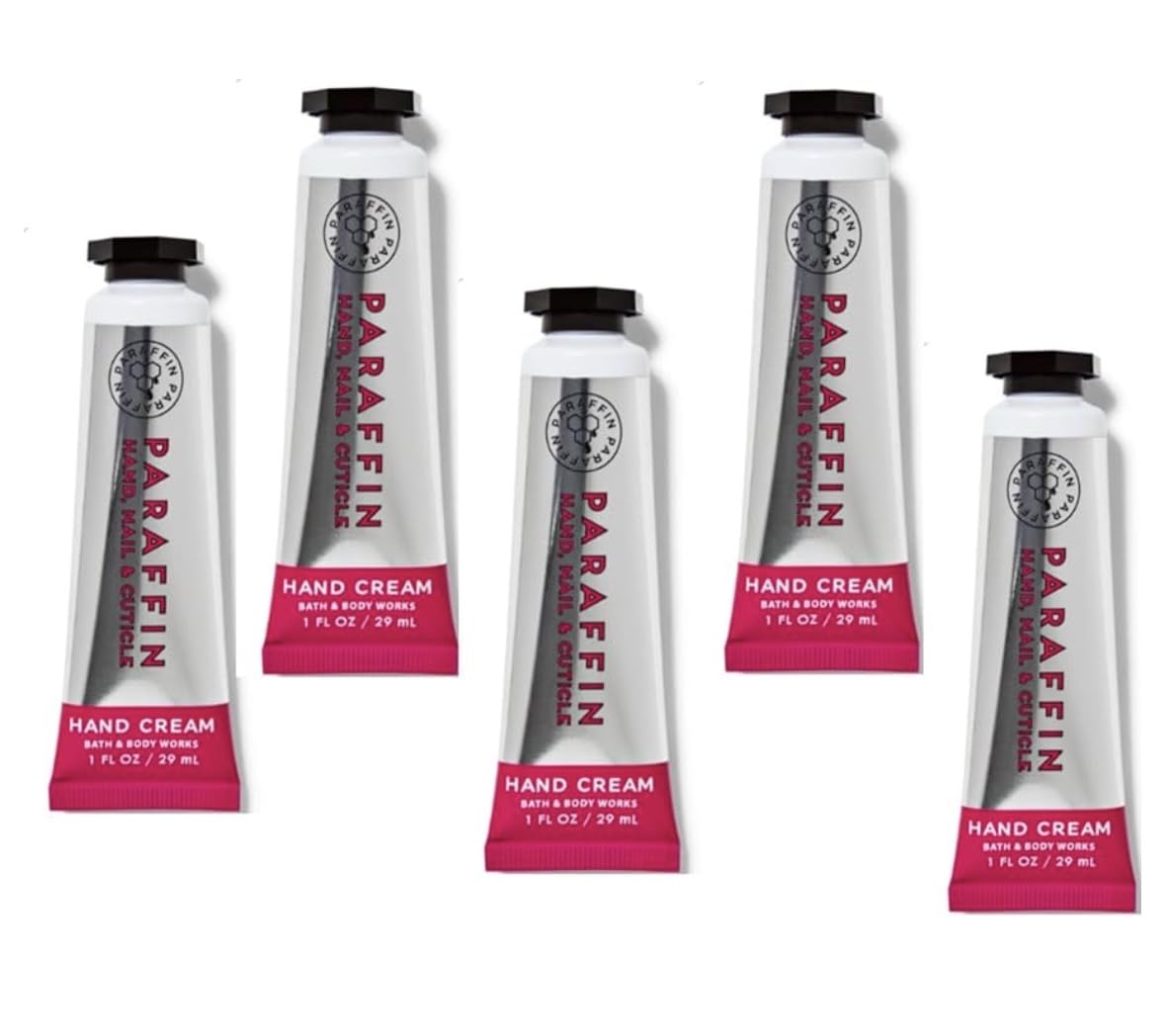 Bath & Body Works front pack showing five travel tubes and benefit of convenience