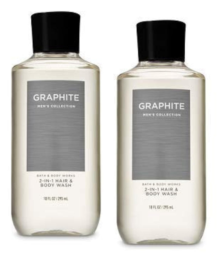 Bath & Body Works Graphite front bottle showing label and scent benefits