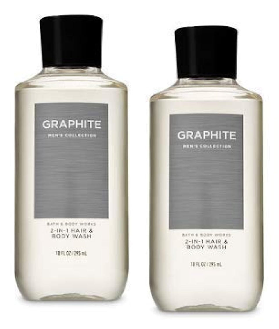Bath & Body Works Graphite front bottle showing label and scent benefits