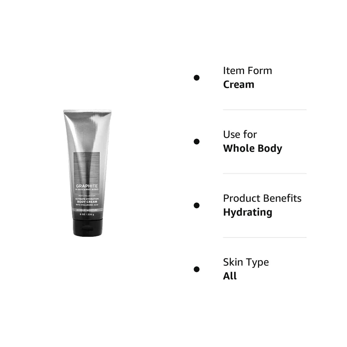 Bath & Body Works Graphite in use applied to forearm demonstrating fast absorption benefit