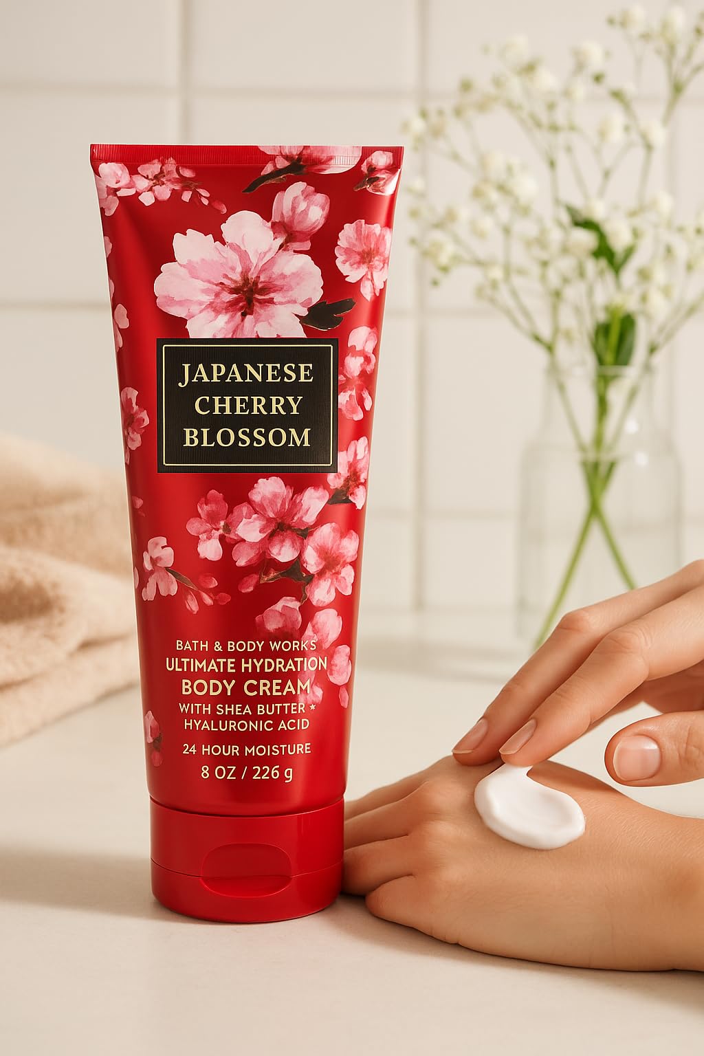 Bath & Body Works cream texture close-up demonstrating rich hydration and quick absorption