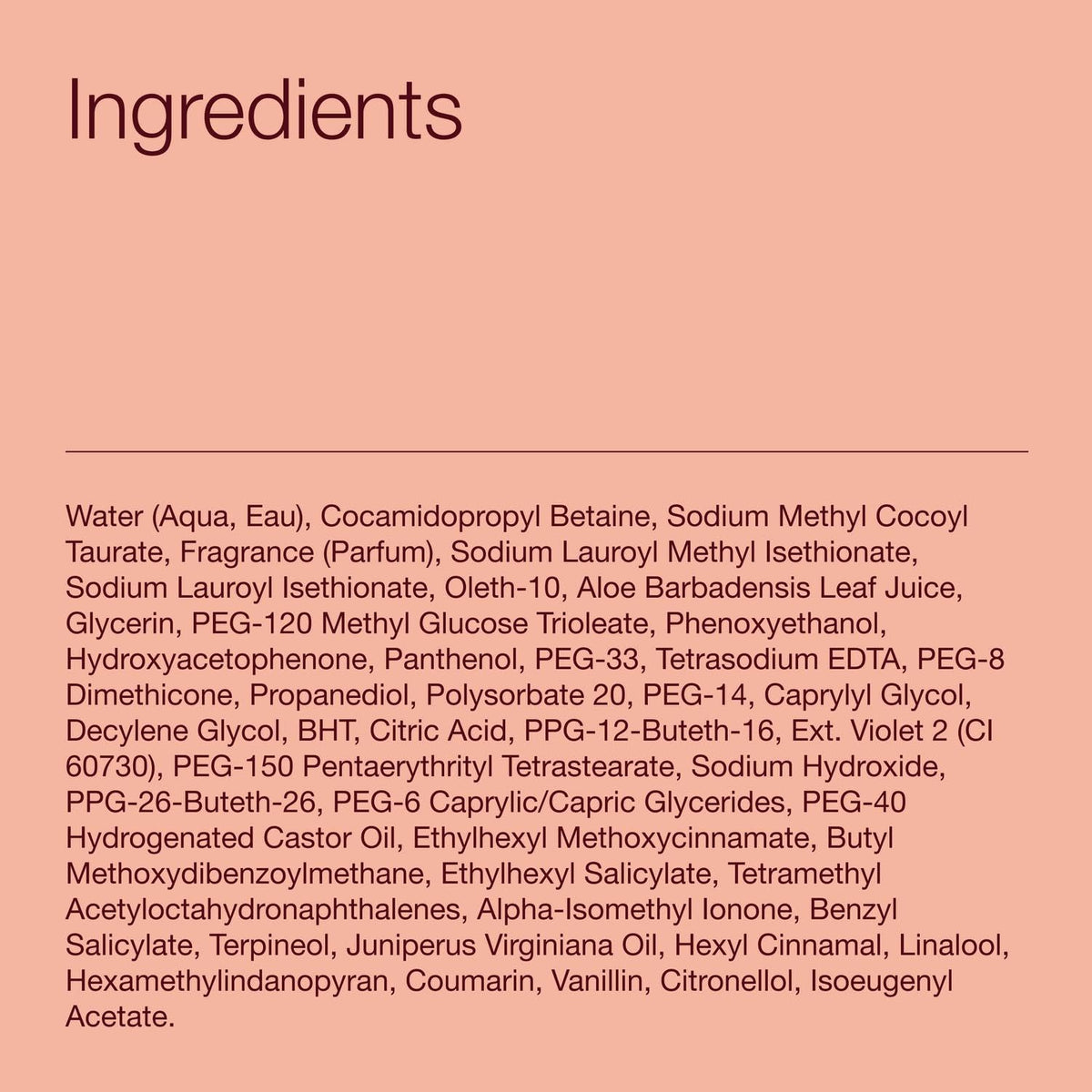 Bath & Body Works label closeup listing pro‑vitamin B5 and aloe for nourishing care