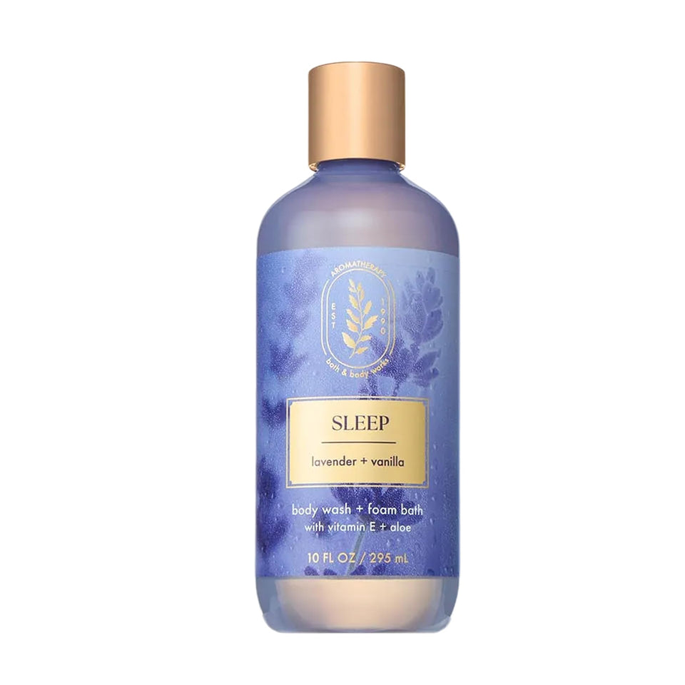 Bath & Body Works front label showing lavender and vanilla scent benefits