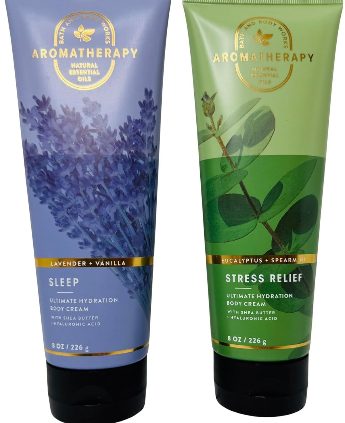 Bath & Body Works lifestyle scene with both jars on bathroom shelf for relaxing routine