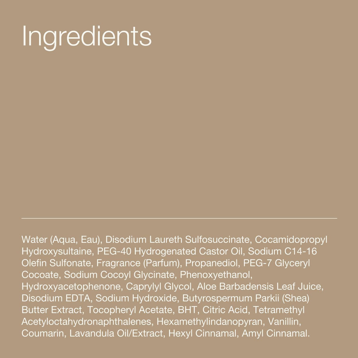 Bath & Body Works label showing key ingredients and made-without claims for peace of mind