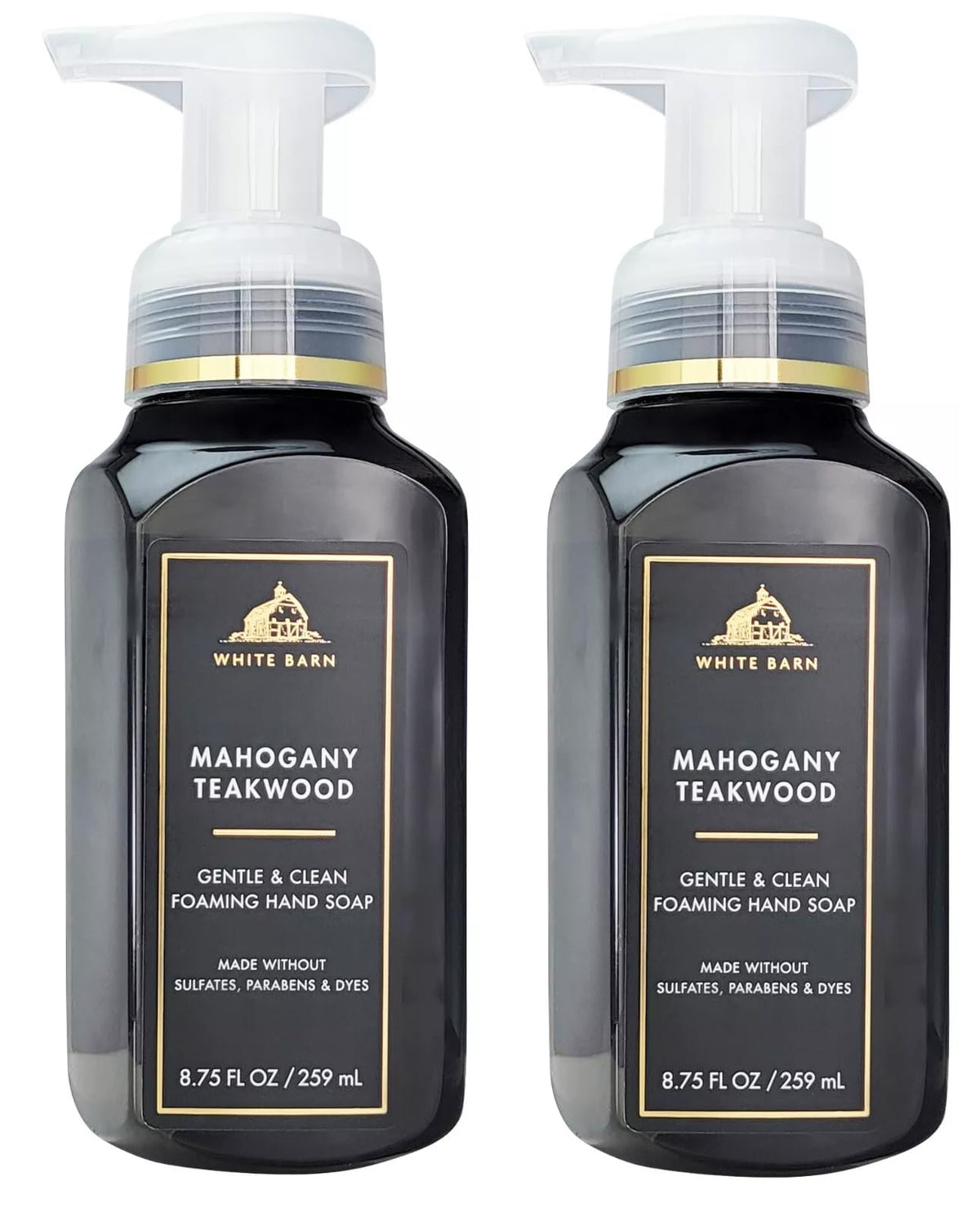 Bath & Body Works front view of Mahogany Teakwoods foaming soap showcasing label and pump