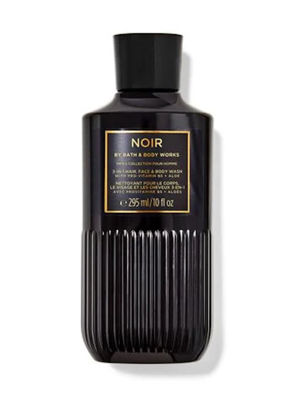 Bath & Body Works Noir front bottle showing crisp scent and nourishing lather