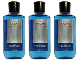 Bath & Body Works Ocean front packaging showing three 10 fl oz bottles and portable convenience