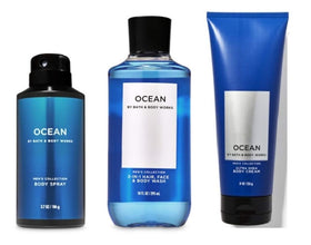Bath & Body Works Ocean front packaging showing the three-piece bundle and branding