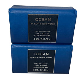 Bath & Body Works front packaging showing two ocean shea bars and benefits