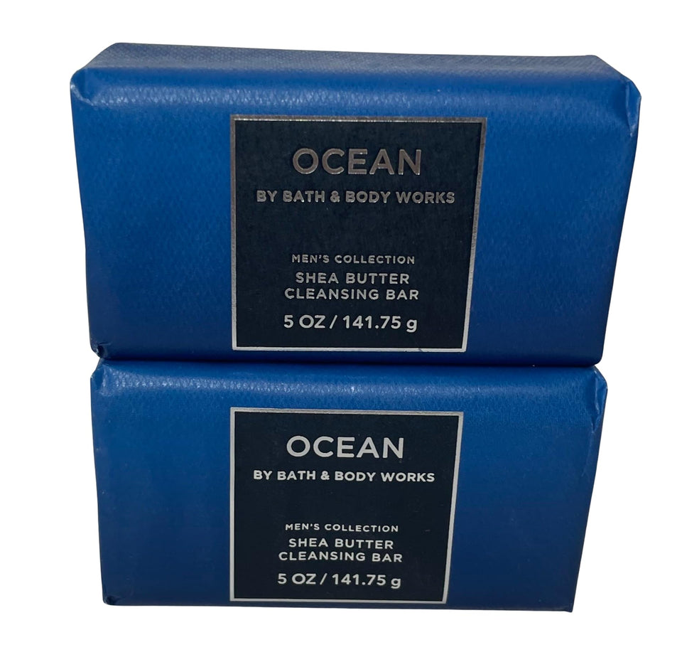 Bath & Body Works front packaging showing two ocean shea bars and benefits