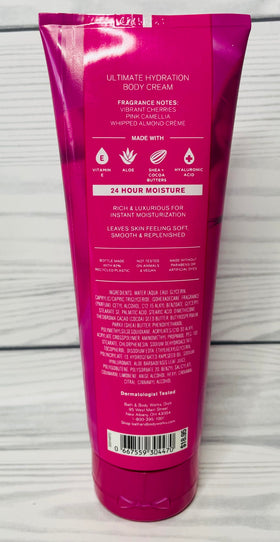 Bath & Body Works applying Perfect in Pink cream on forearm for soft skin benefit