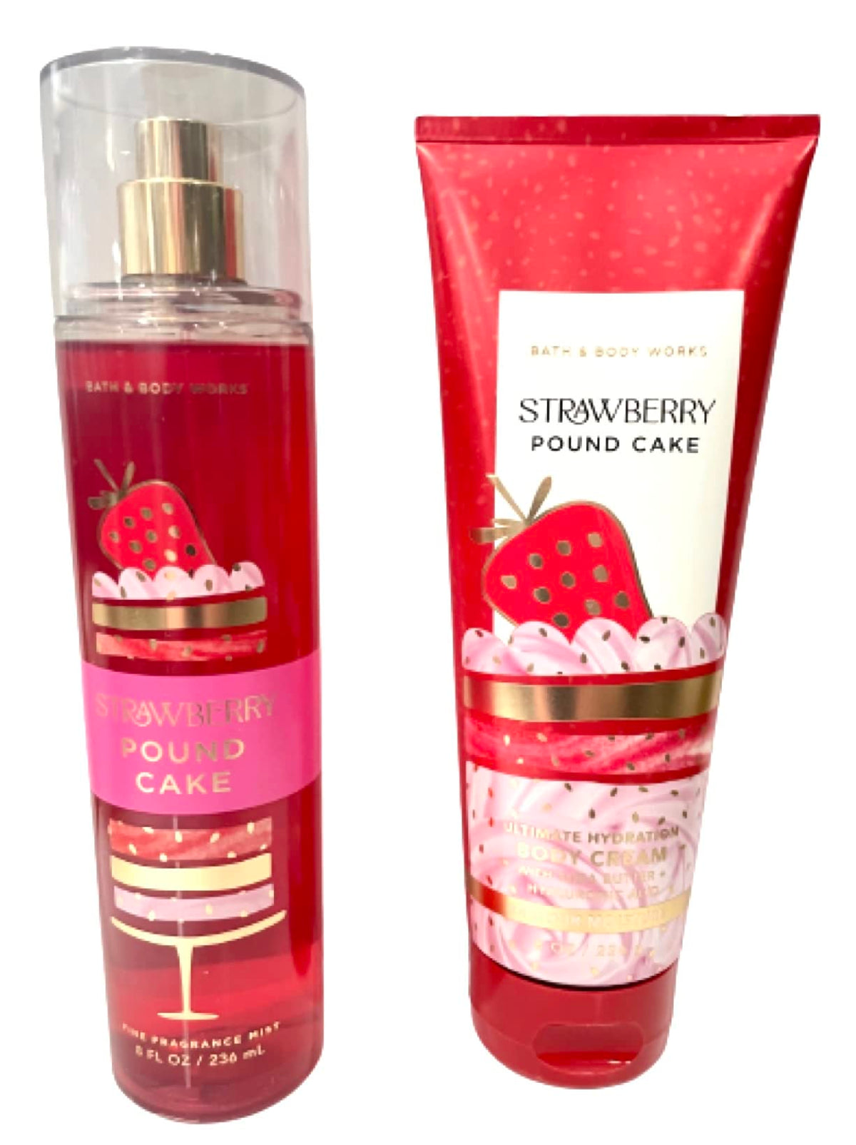 Bath & Body Works Strawberry Pound Cake mist in use on wrist, fresh scent boost