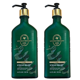 Bath & Body Works front packaging showing two stress relief lotion bottles for gifting