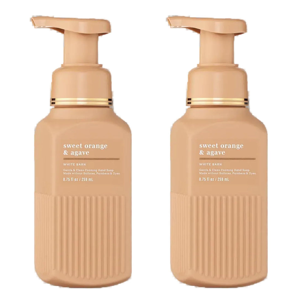 Bath & Body Works bottle front pump shows easy foaming dispense and fresh orange scent