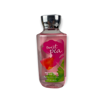 Bath & Body Works Sweet Pea front bottle showing label and size, convenient travel-friendly