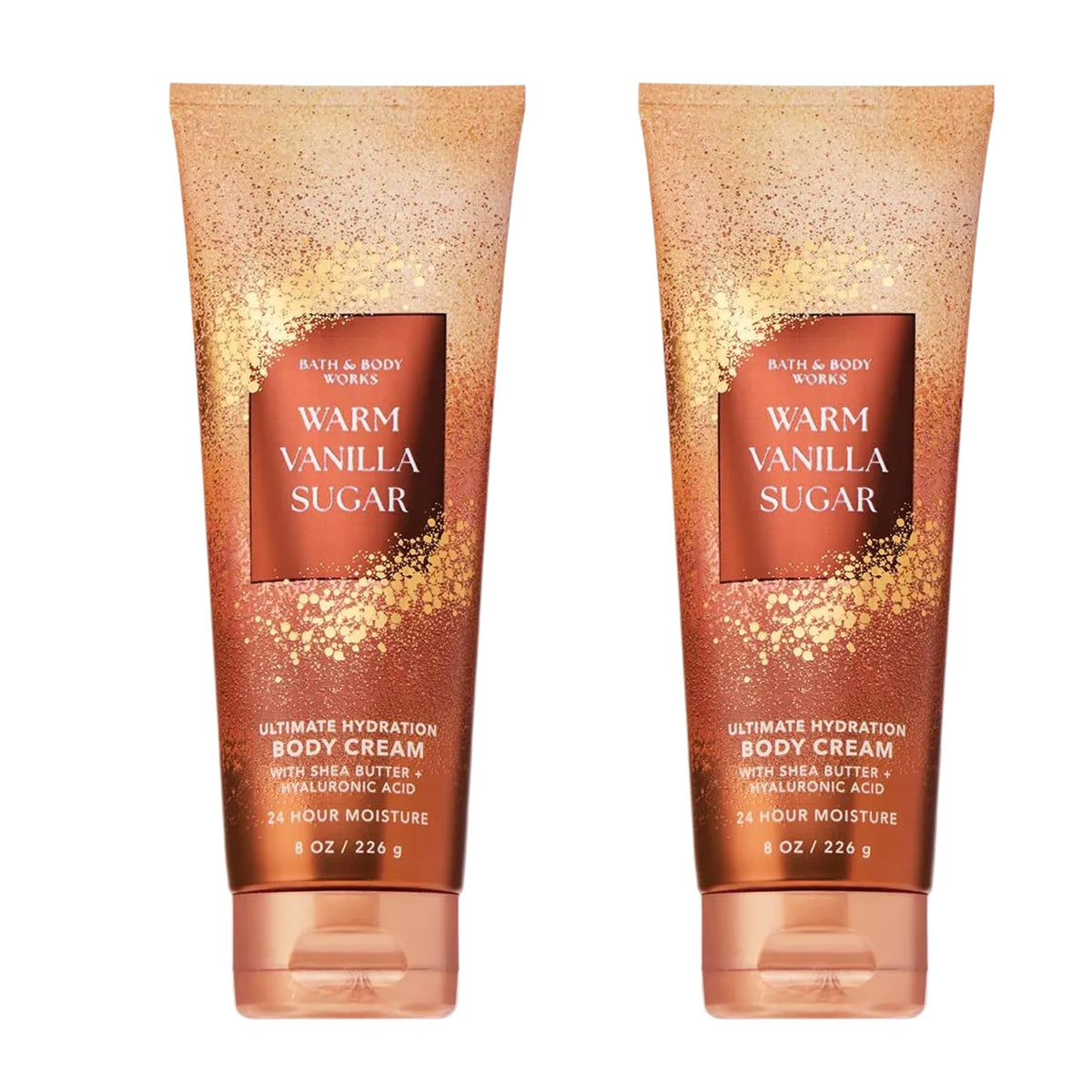 Bath & Body Works front packaging showing warm vanilla sugar cream and clear branding benefits