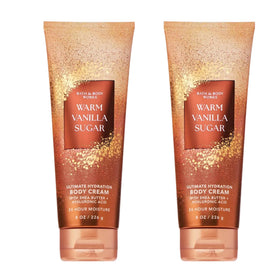 Bath & Body Works front packaging showing warm vanilla sugar cream and clear branding benefits