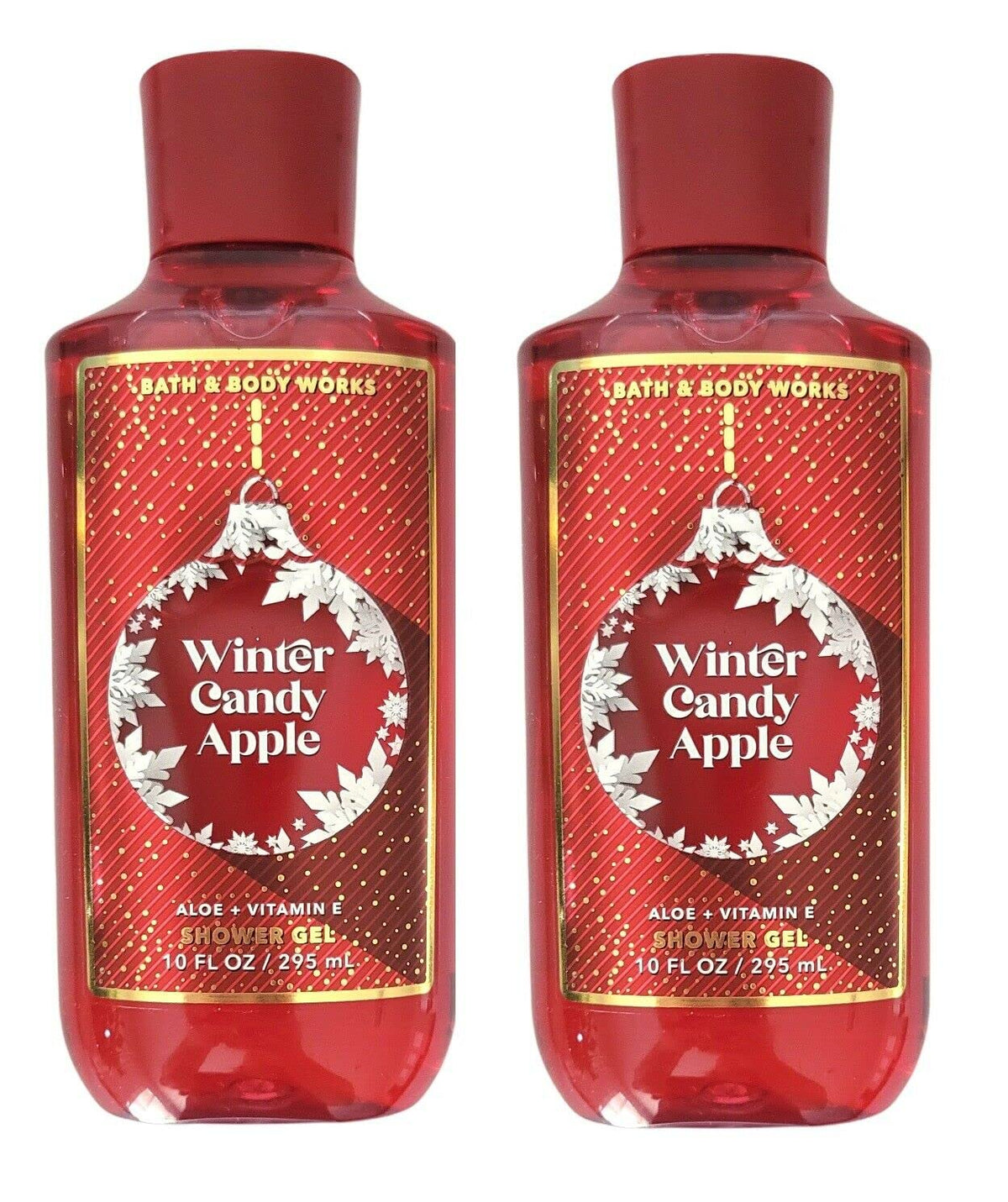 Bath & Body Works bottle front view showing label and festive scent benefits