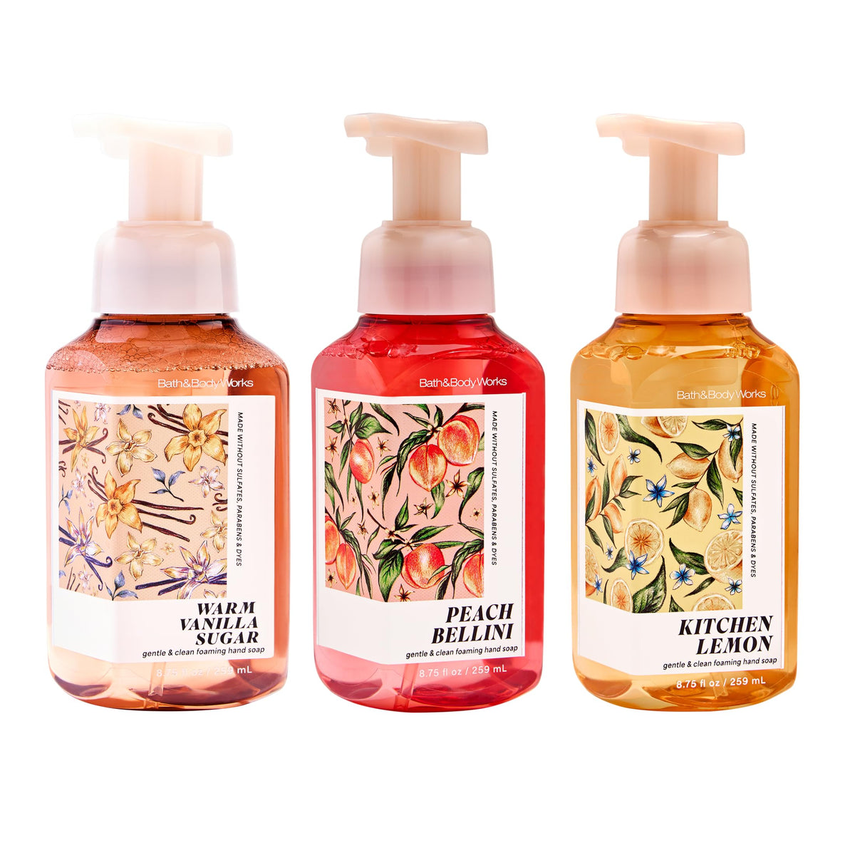Bath & Body Works three-pack front view showing all fragrances and benefits