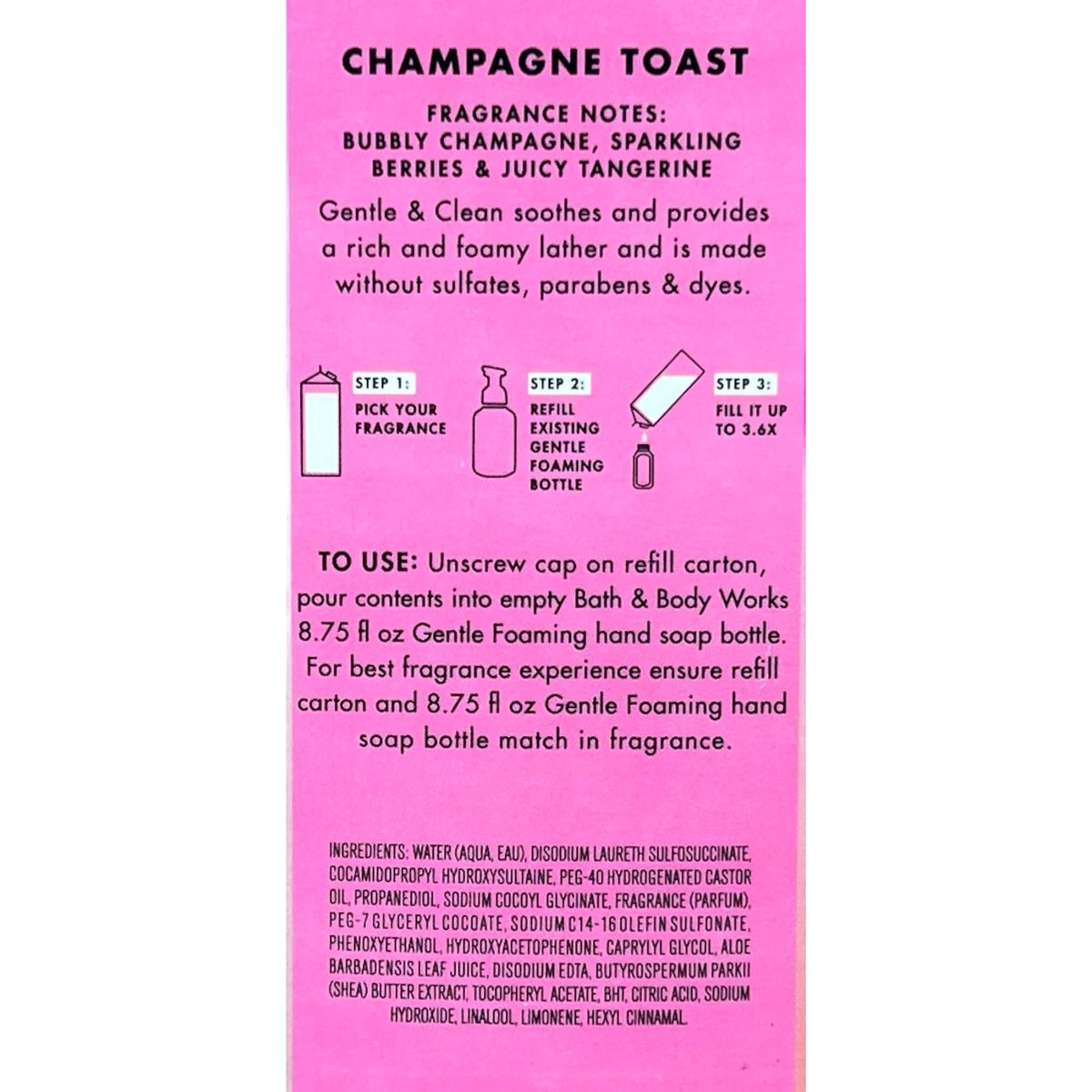 Bath & Body Works Champagne Toast foam in hand illustrating gentle cleanse