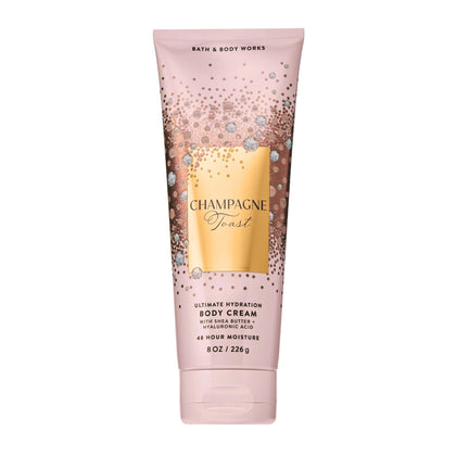 Bath & Body Works front packaging showing champagne toast cream and bright scent