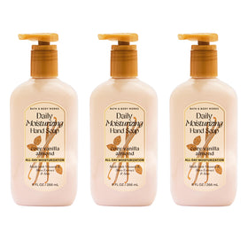 Bath & Body Works front packaging showing three bottles and cozy vanilla almond scent benefit