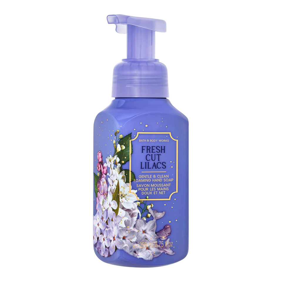 Bath & Body Works front bottle showing Fresh Cut Lilacs label and gentle foam