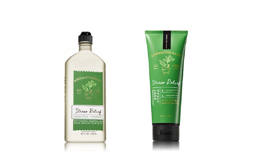 Bath & Body Works front packaging of eucalyptus and spearmint duo showing bottles and labels for easy identification and gifting
