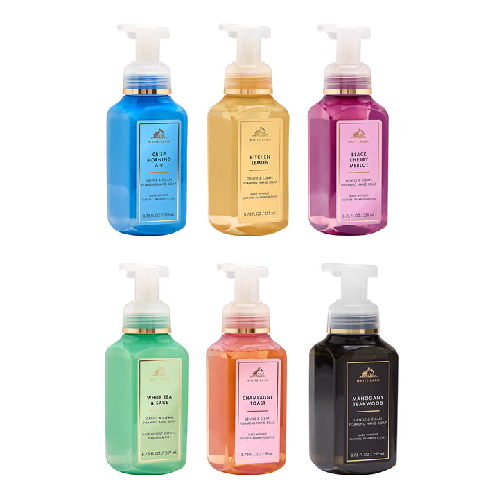 Bath & Body Works front packaging showing all six bottles for versatile home use