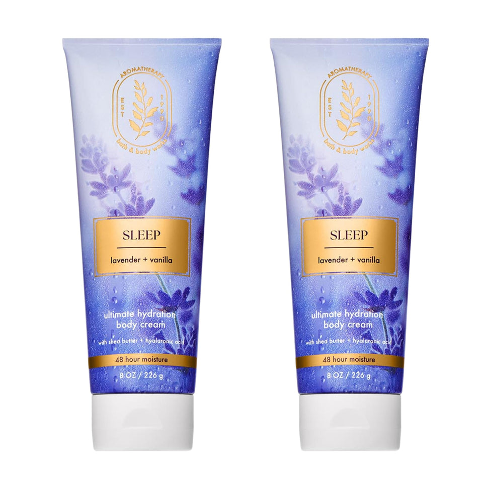 Bath & Body Works front packaging showing two 8 fl oz jars and calming benefit